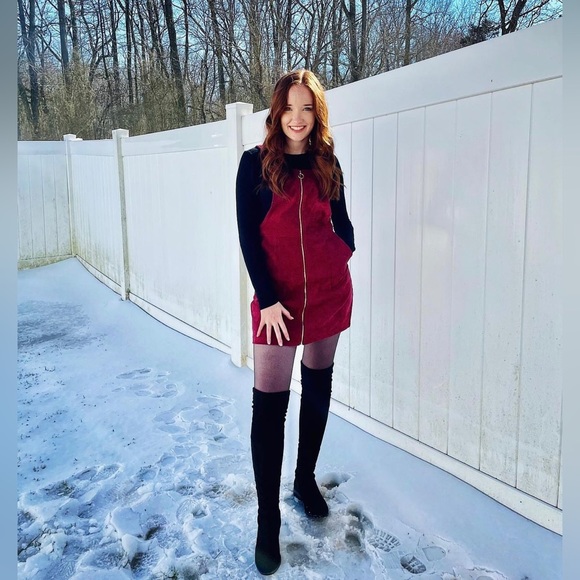 Corduroy Overall Zipper Dress w/ Pockets - Picture 4 of 6